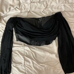 Windsor Black Off-Shoulder Crop Top